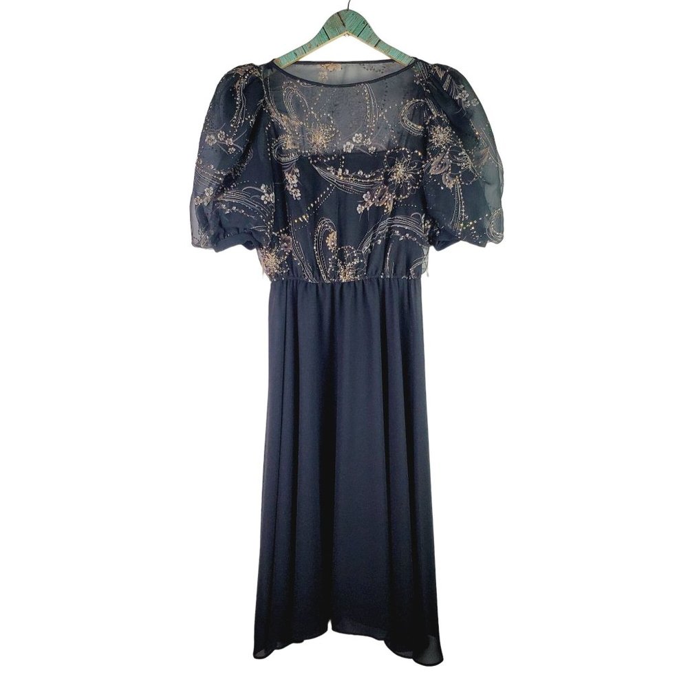 Vtg 1980's The Village Belle of Acton Sheer Shimmer Sparkle Cocktail Dress 11/12